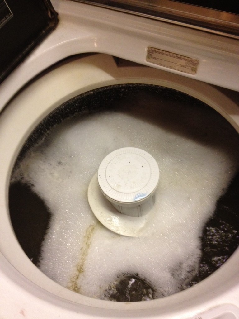 shortly after the washer went into the agitate cycle, the water became black!