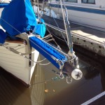 Extended bowsprit has Journey rigged for a second headsail